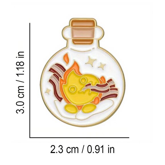Calcifer & His Bacon ♥︎ Enamel Pin (from Howl's Moving Castle) - Brand-New! - Picture 5 of 5